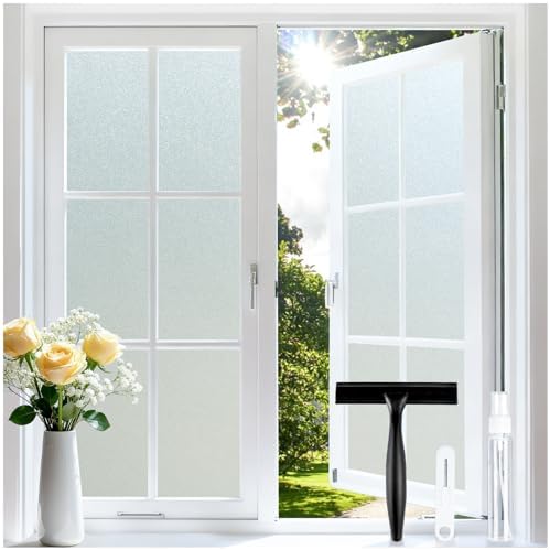 rabbitgoo Frosted Glass Window Privacy Film, No Glue, 17.5" x 118.1" by rabbitgoo
