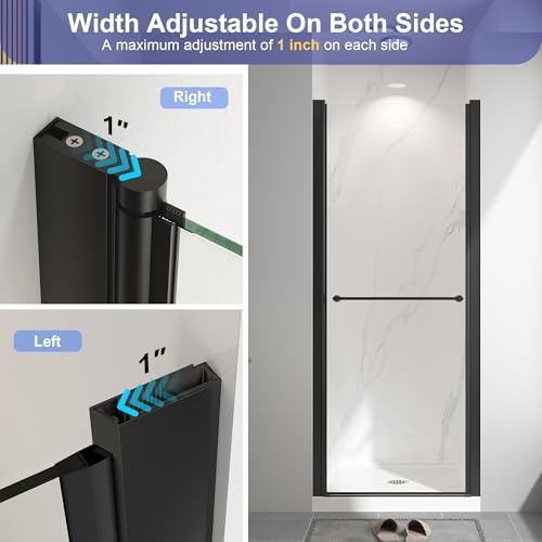 28"-30" W x 72" H Frameless Pivot Shower Door Matte Black - Image 7
