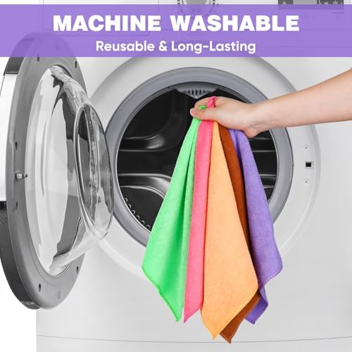 TEAWOO 10 Colors Microfiber Cleaning Cloths, 10 Pack Assorted Cleaning Rags - Image 6