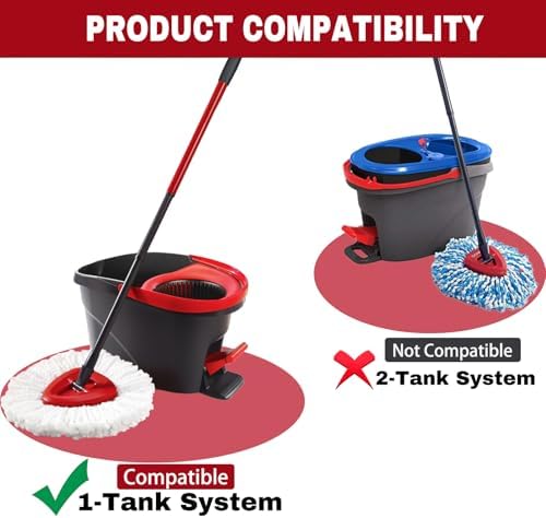 4Pcs Mop Head Replacement Set for EasyWring Spin Mop Refills 1-Tank System - Image 4