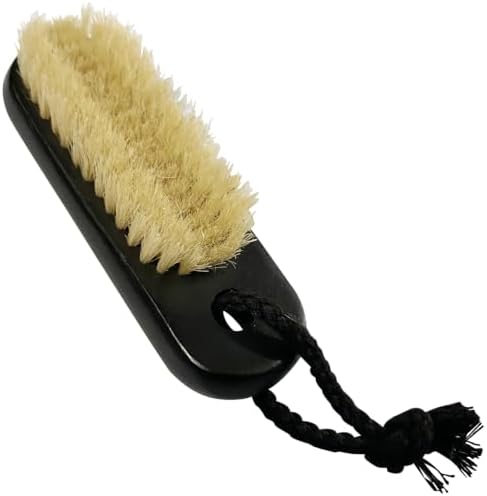 Wooden Nail Brush Cleaner with 100% Natural Boar Bristles Black by Coralpearl