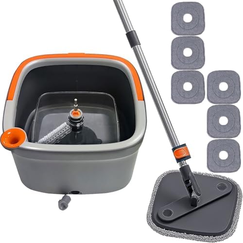 Spin Mop and Bucket Set with Self Separation Dirty and Clean Water System by Unknown