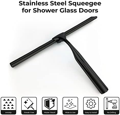Matte Black Shower Squeegee for Glass Doors - Image 6