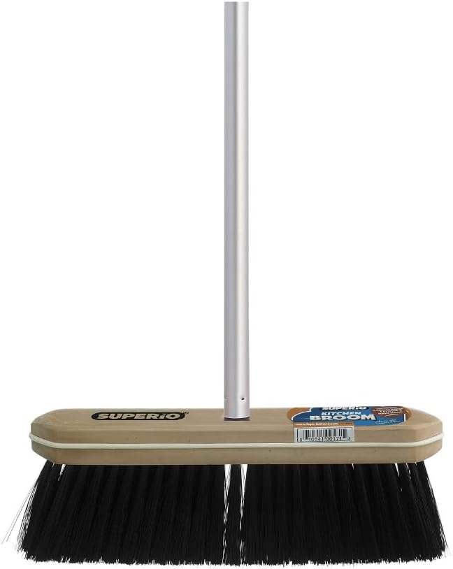 Superio Kitchen Broom Premium Black Tampico Bristles, by Superio