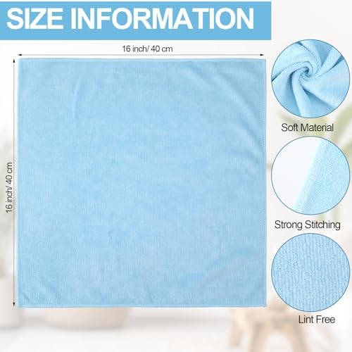 Nuenen Car Microfiber Clean Cloths, Light Blue, 16 x 16 Inch - Image 3