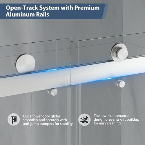 61-66" x 78"H Frameless Double Sliding Shower Doors Brushed Nickel - Image 7