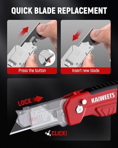 KAIWEETS 2-in-1 Utility Knife, Razor Blade Scraper, Box Cutter - Image 4