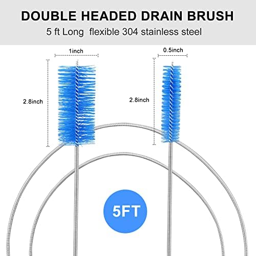 Flexible Drain Brush Cleaner Kit – CPAP Hose Cleaner 5ft Long Elastic Double - Image 3