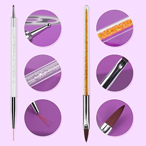 Artdone 9PC Nail Art Brushes Set double-ended, Liner Brush, Dotting Pen - Image 4