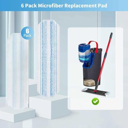 6 Pack Microfiber Mop Pads for O-Cedar H2prO Flat Mop System, Washable and - Image 2