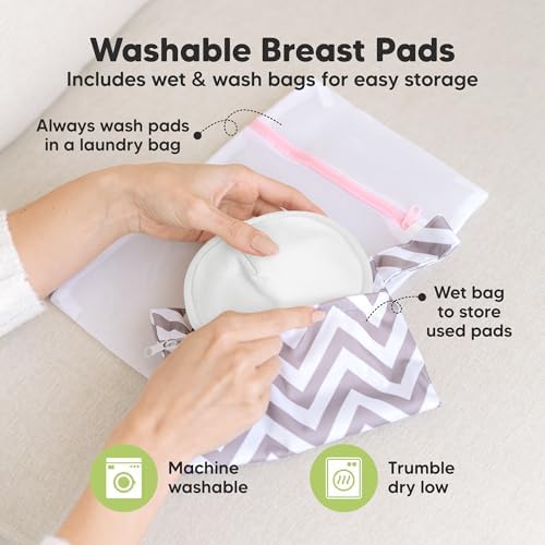 Organic Nursing Pads, 14 Washable Breast Pads, Wash Bag - Image 4