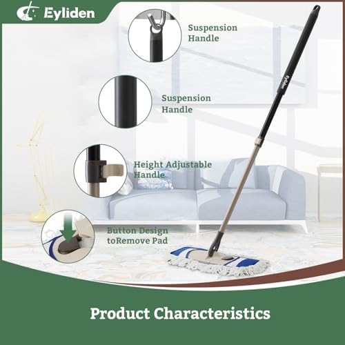 Eyliden Dust Mop, 2 Microfiber Pads, Home Commercial Cleaning, Quick Swap - Image 5