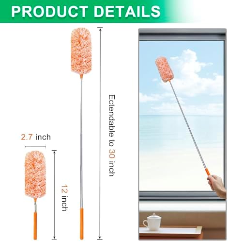 2 Pack Extendable Microfiber Feather Duster, Electrostatic Microfiber Head - Image 2