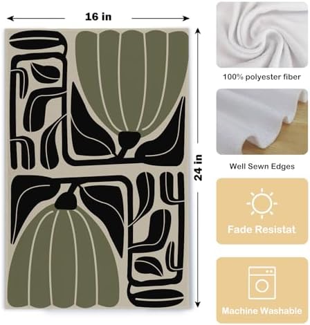 Sage Green Groovy 70s Retro Kitchen Towels Set of 2 - Image 5