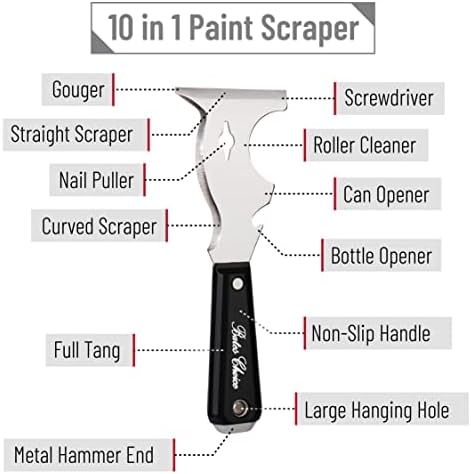 Bates- Paint Scraper, 10 in 1, Metal Hammer End, Paint Scrapers - Image 3