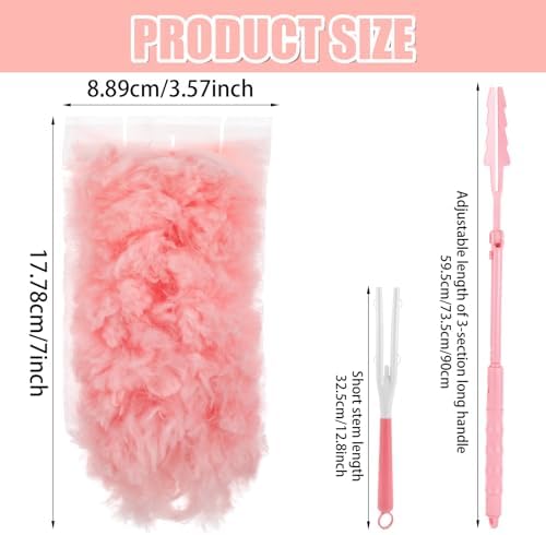 62Pcs Duster Kit 60 Refills and Extendable Handle Microfiber Dusting - Image 2