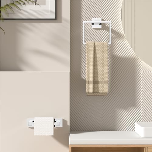 FORIOUS Toilet Paper Holder and Towel Ring Set, Bathroom Accessories Set - Image 2