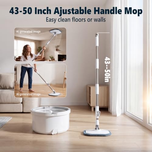 Spin Mop and Bucket Set with Separate Dirty/Clean Water System, Extra 6 Pad - Image 6