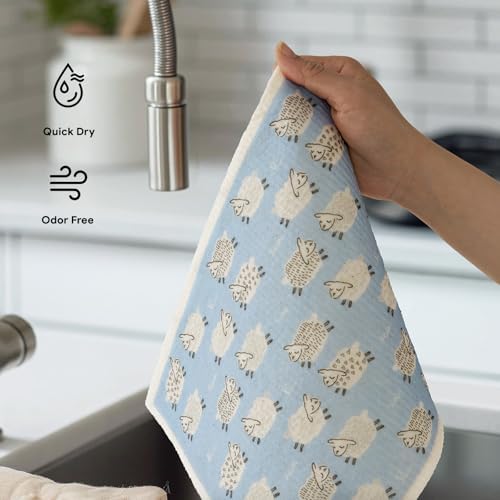 RECYCO Swedish Dishcloths for Kitchen | 4 Pack Oversized Washable Dish Rags | - Image 6
