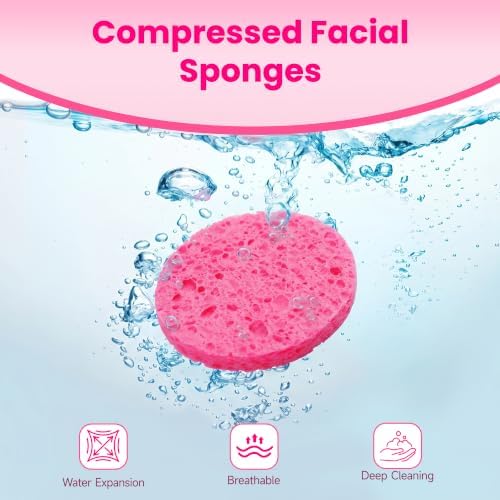 Silkyhose 80Pcs Compressed Cellulose Sponges, Round Exfoliating - Image 4