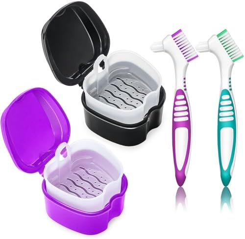 Denture Bath Case Denture Cleaning Cup by EZEELAI