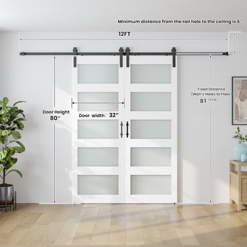 SMARTSTANDARD Double 32"×80" Glass Barn Door - Image 5