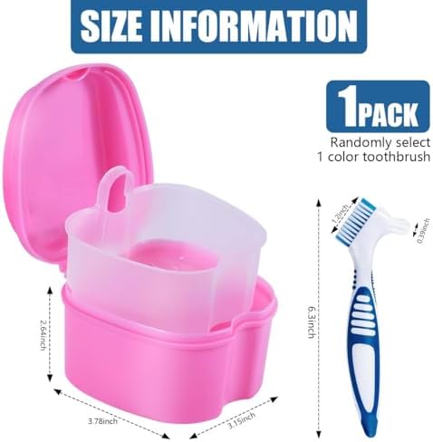 KISEER Pink Denture Bath Case Cup Box Holder Storage Container - Image 2