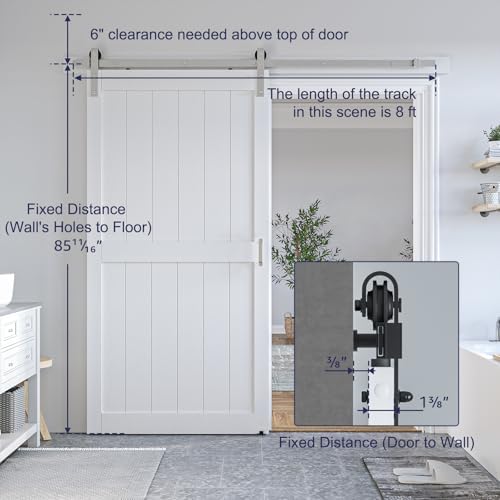 SMARTSTANDARD 40" x 84" White Sliding Barn Door - Image 3
