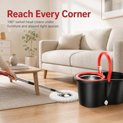 Spin Mop and Bucket Set with 3 Microfiber Refills - Image 6