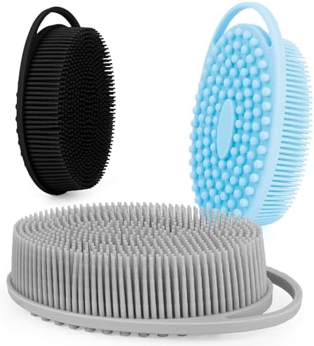 Soft Silicone Body Scrubber 3 PCS Silicone Body Shower, Silicone Loofah 2 in 1 by Bsofing