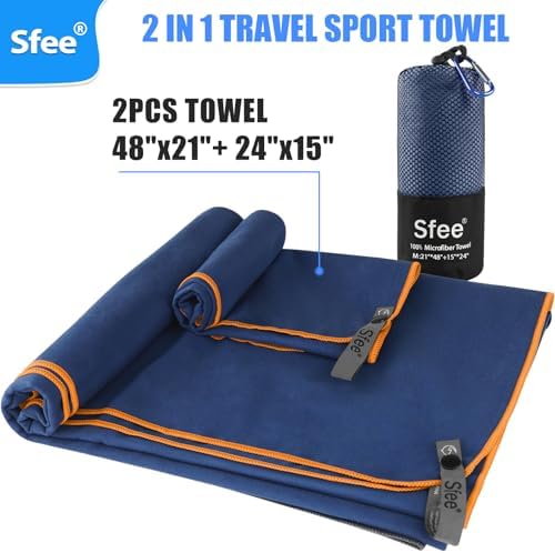 Sfee 2 Pack Microfiber Travel Towel, Quick Dry Towel Camping Towel Super - Image 6
