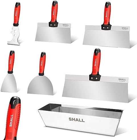 SHALL Drywall Tool Kit, Taping Knife, Painter Scraper Tool & 12" Mud Pan by SHALL