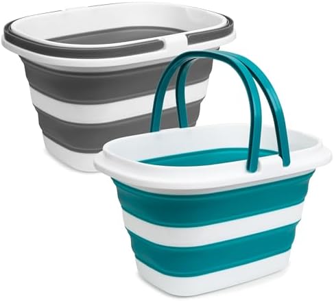2 Pack Collapsible Mop Bucket, 16L Plastic Bucket by Tiawudi