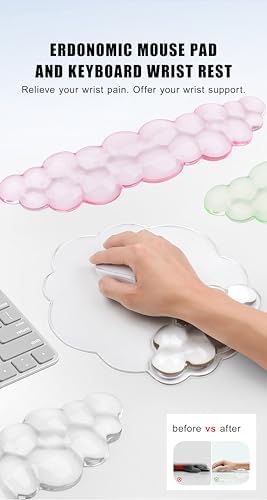 Mouse Pad with Wrist Rest, Soft Cloud Gel Keyboard Mouse Pad Set with Hand - Image 2