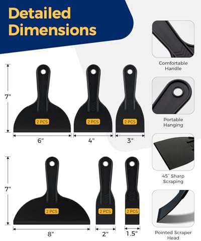 Plastic Putty Knives Set, Plastic Putty Filler Knife & Scrapers Tool Non Scratch - Image 2