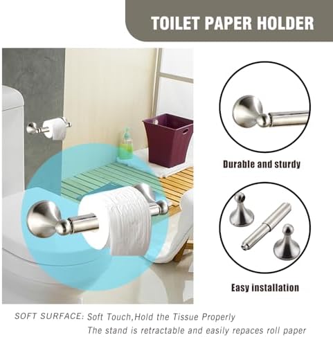 Classic Bathroom Hardware Accessory 4-piece Set, Brushed Nickel - Image 5