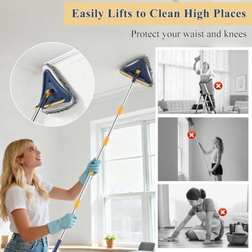 Baseboard Cleaner Tool with 78" Long Handle, 5-in-1 Wall Mop 6 Pads - Image 6