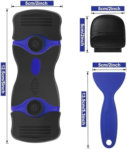 Tallew 9 Pcs Plastic Scraper Set Paint Tool Non Scratch Putty, Dark Blue - Image 2