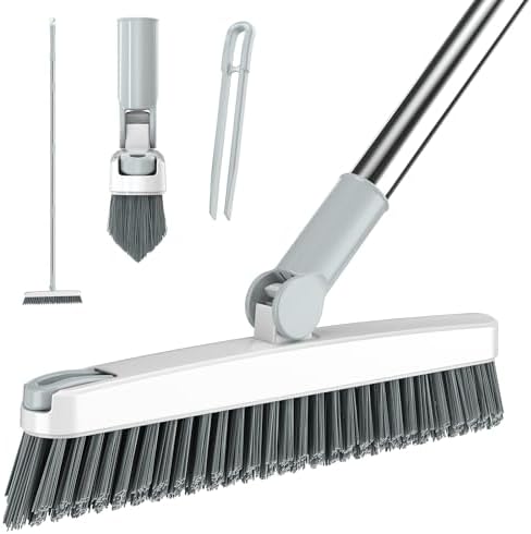 AIR U+ Grout Brush with Long Handle 180° Swivel Scrub Brush White by AIRU