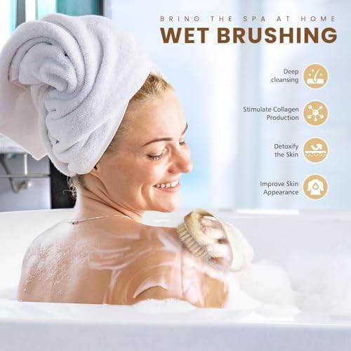POPCHOSE Dry Brushing Body Brush, 2 Pack Boar Bristle Exfoliating Brush - Image 5