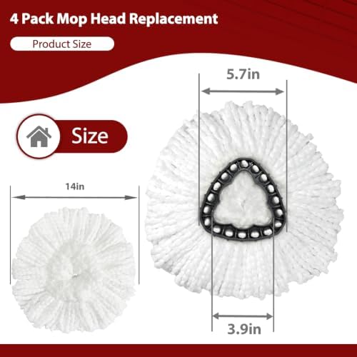 Spin Mop Replacement Heads, 4 Pack Compatible - Image 3