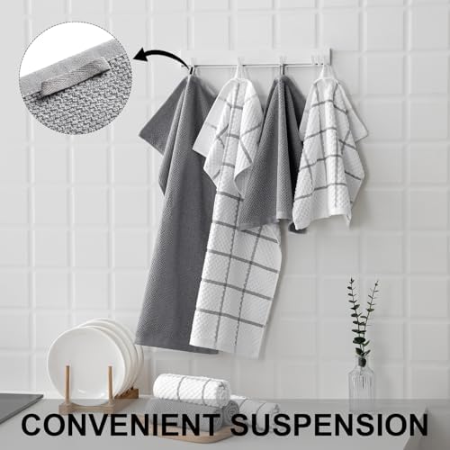 12 Pack Kitchen Towels and Dishcloths Set, 100% Cotton Soft and Absorbent - Image 4