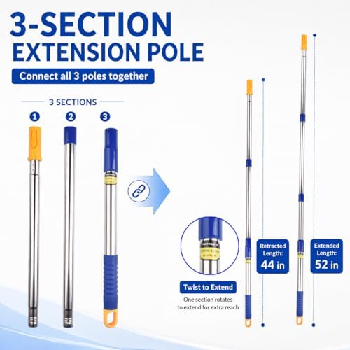 52 inch Long Extension Pole, Window Squeegee Poles, Window Cleaner Attachment - Image 2