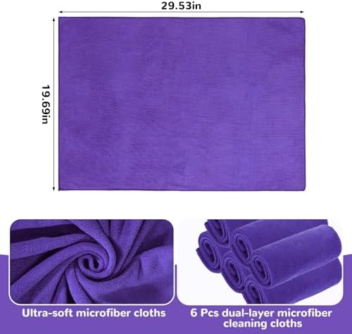 6 Pcs Extra Large Microfiber Cleaning Cloth Reusable Microfiber Towels Thick - Image 2