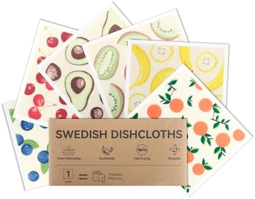 Swedish Dishcloths for Kitchen, 6 Pack Swedish Dish Cloths, Reusable Paper by Lsnisni