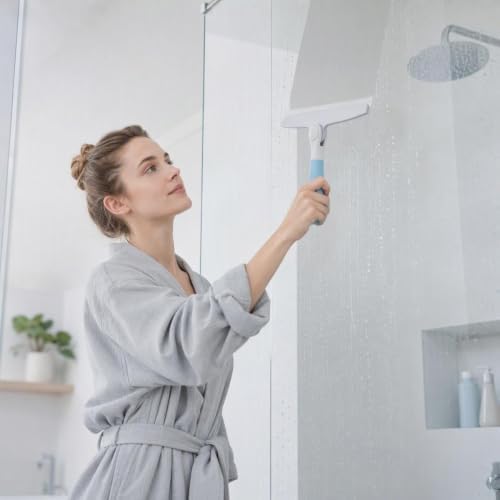 10" Silicone Squeegee for Shower Glass Doors, Window Cleaning Squeegee - Image 2