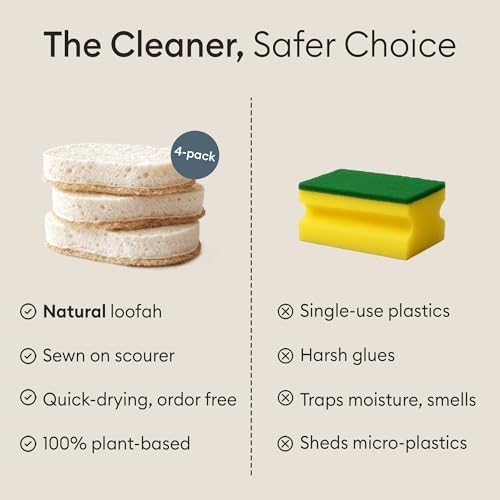 Vove Scrub Sponges 4 Pack, Cellulose and Cotton - Image 5
