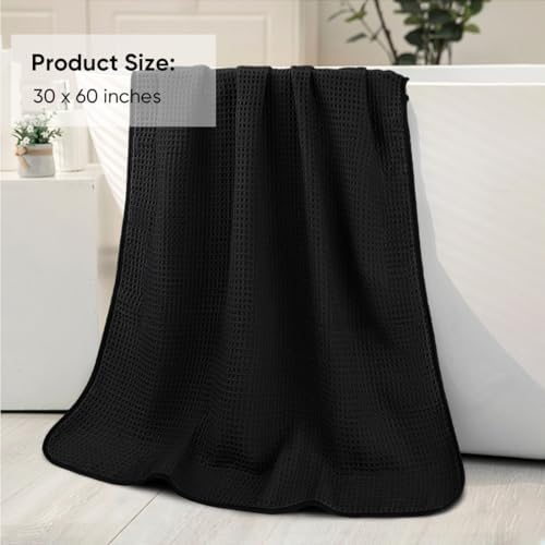 HOMEXCEL Black Waffle Bath Towels Set of 4 Pack, Waffle Towels - Image 6