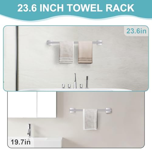 10 Pieces Brushed Nickel Towel Bar Set, Double Dase Toilet Paper Holder - Image 2