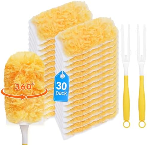 30 Pack Duster Refills with 2 Handles, Compatible with Swiffer by YagoDago